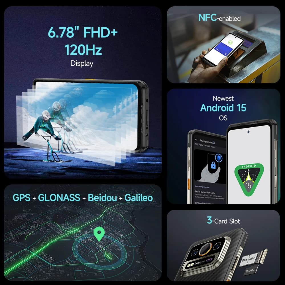 Ulefone Armor 25T Pro 5G  Rugged Phone  Android 15 30W Wireless Charging 50MP+64MP Night NFC Waterproof Smartphone - 6