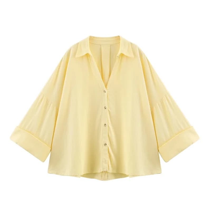 MUJER Striped Women's Shirt White Loose Casual Shirts for Women Summer Button up Shirts and Blouses Woman Wide Sleeve Ladies Top - 2