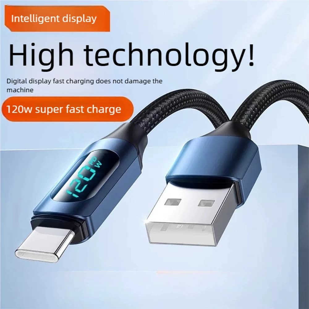 كابل بيانات شحن سريع 120 وات، USB C إلى النوع C، 1 متر/2 متر، USB A إلى النوع C، شحن سريع - 2