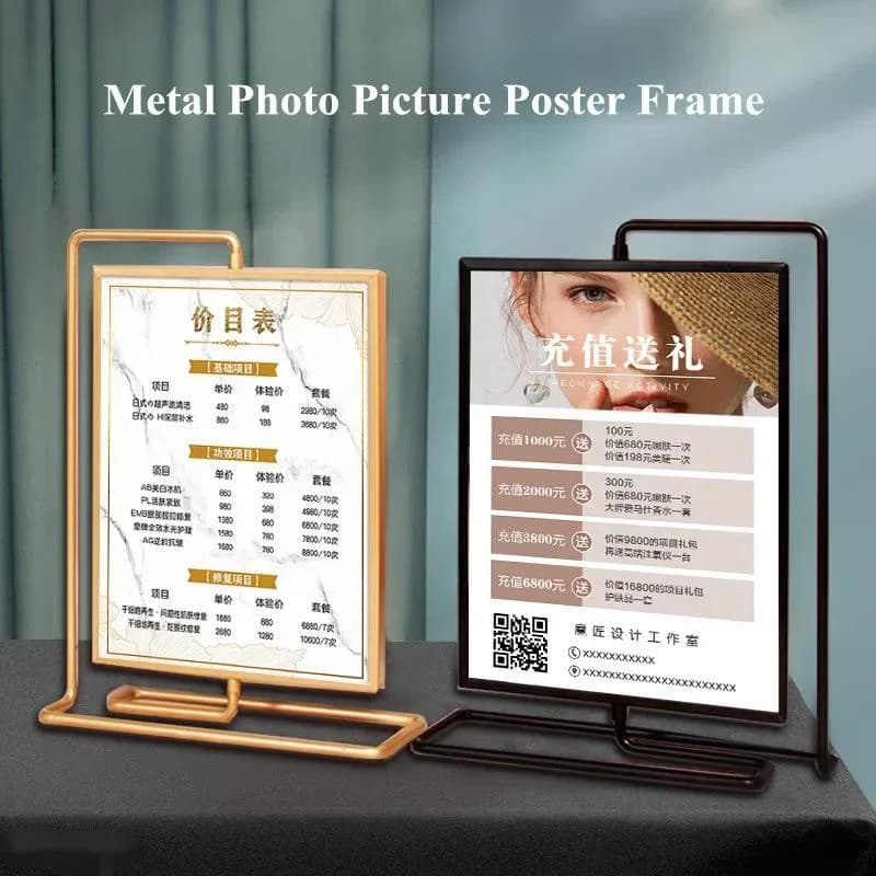 152x203mm 8 Inch Rotating Menu Paper Sign Holder Display Stand Valentine's Day Wedding Gift Shelf Metal Photo Picture Frame - 3