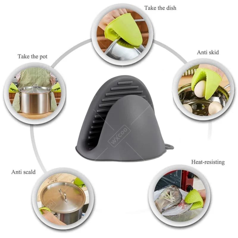 قفازات فرن من السيليكون من WXCOO زوجان مقاومة للحرارة قفازات فرن صغيرة حامل أواني ساخنة للمطبخ والطهي والخَبز - 6