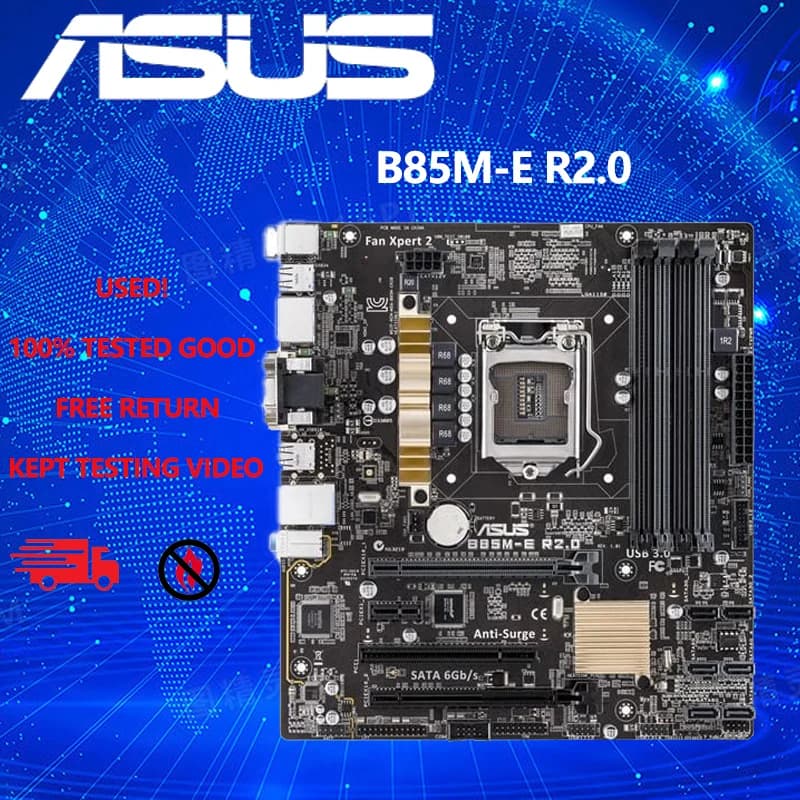 ASUS B85M-E R2.0 DESKTOP COMPUTER MOTHERBOARD,1150 SOCKET,DDR3,M-ATX,B85,HDMI,DP,VGA,DVI - 2