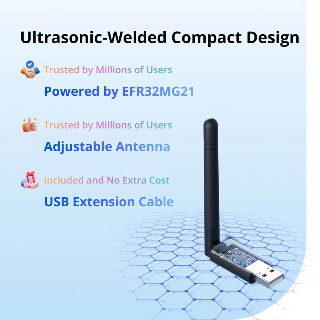 سونوف Dongle Lite MG21 محول زيجبي/ثرد USB Dongle-LMG21 شريحة EFR32MG21 توافق واسع مع المنصات يعمل مع Zigbee2MQTT OpenHAB - 2