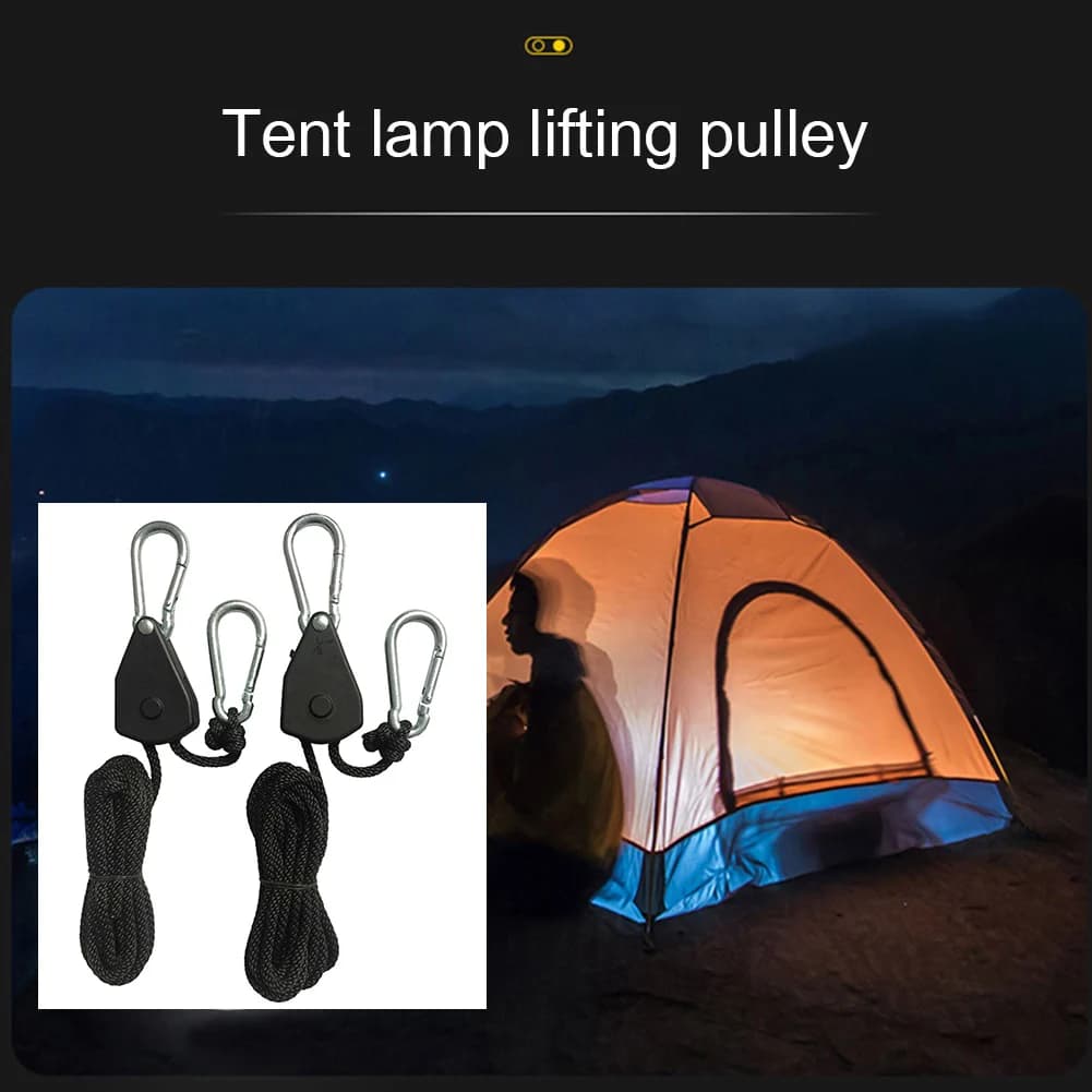 1-16pcs 2m Camping Tent Rope Tensioners Lanyard Hanging Awning Tensioners Ratchet Hanger Pulley Lifting Pulley Hook - 4