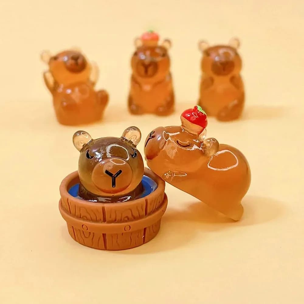10/20pcs Luminous Capybara Mini Resin Animals Figurines,Glow At Night Outdoor Craft Decor for Miniature DIY Garden Accessories - 3
