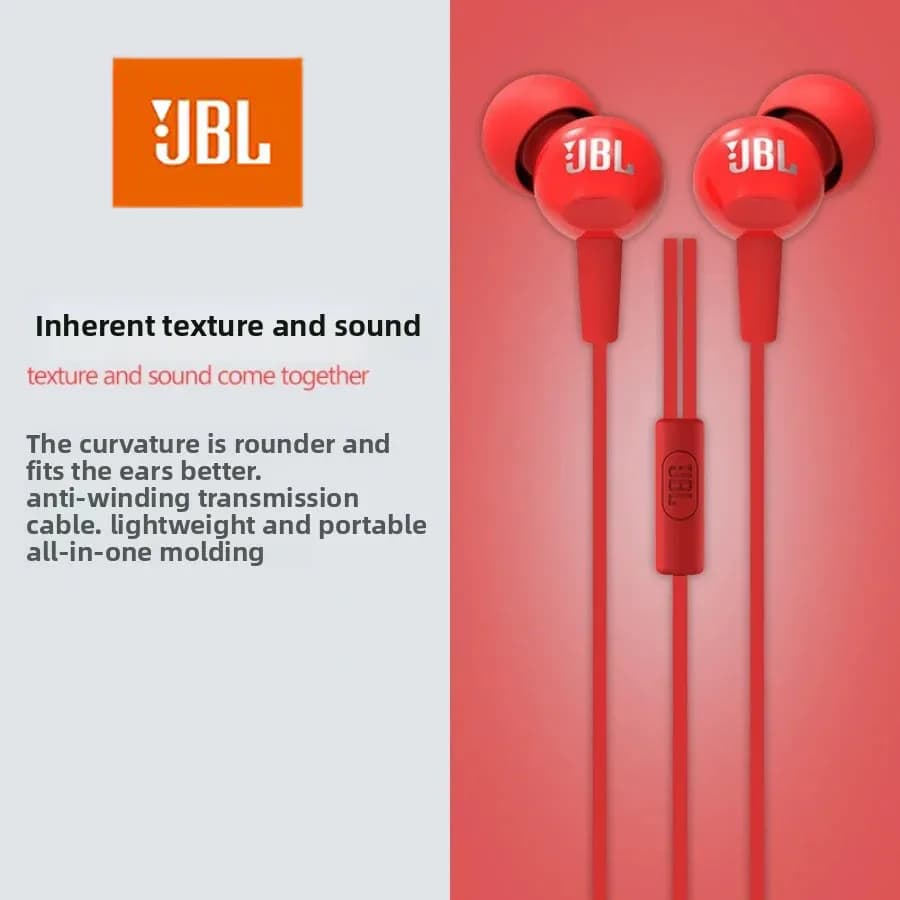سماعات أذن سلكية رياضية JBL C100SI مرخصة رسمياً مع واجهة 3.5 ملم للاستماع إلى الموسيقى والألعاب الرياضية - 3