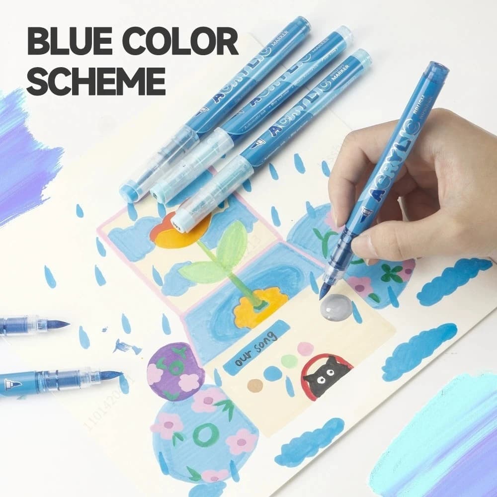 أقلام طلاء أكريليك 84 لونًا، مع نظام حبر سائل، طرف فرشاة، مناسبة للخشب والزجاج والقماش والحرف اليدوية - 4