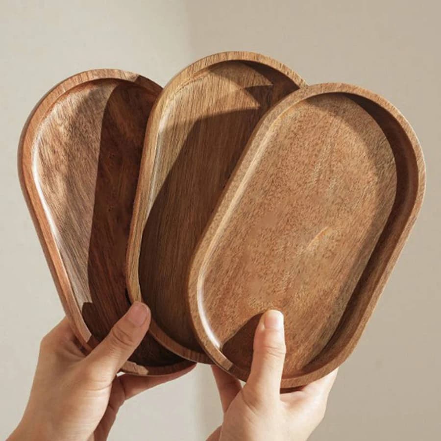 صينية خشبية عصرية بتصميم بسيط للحلويات والسوشي والمشروبات، صينية تقديم للمطاعم والمقاهي، طبق تخزين المجوهرات - 6