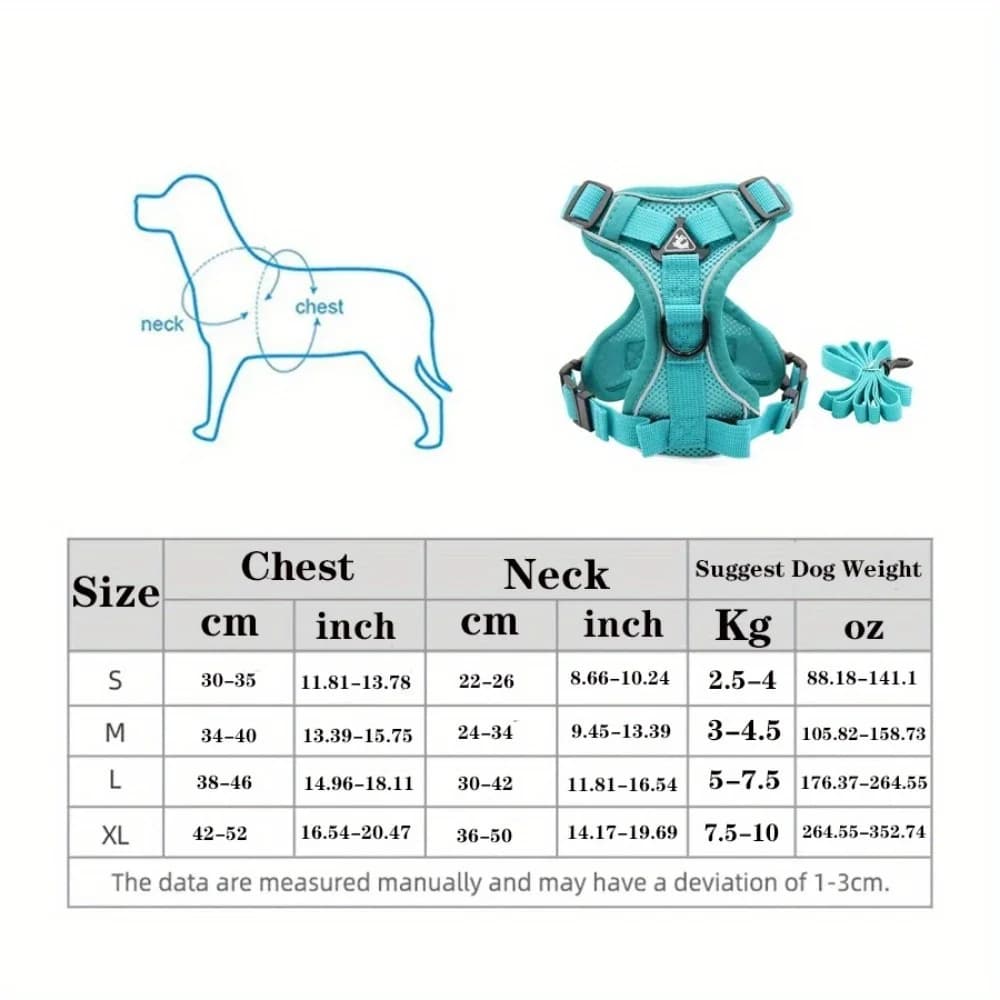 No Pull Dog Harness and Leash Set Adjustable Pet Harness Vest for Small Dogs Cats Reflective Dog Chest Strap Lead Walking - 2