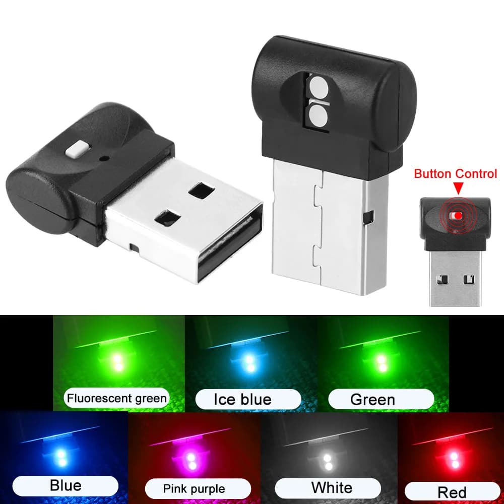 Mini USB Car Foot Light Emergency Lighting Car Accessory PC Auto Interior Plug And Play LED Atmosphere Light