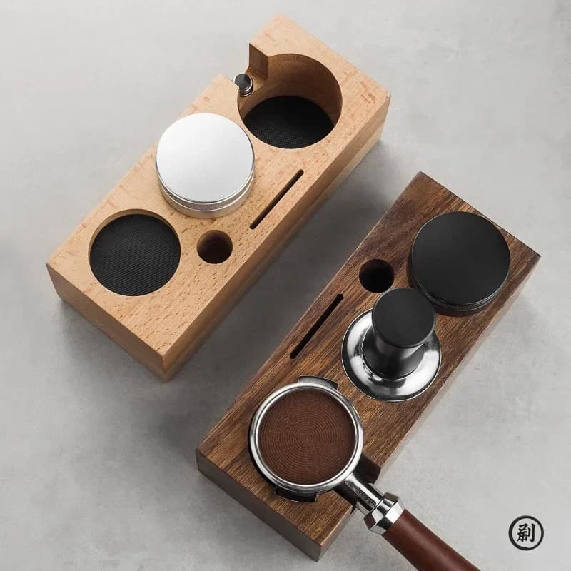 Coffee Tamper Station Stand Wooden Non-slip Espresso Holder Coffee brush Filter Storage Stand Barista Accessories - 4