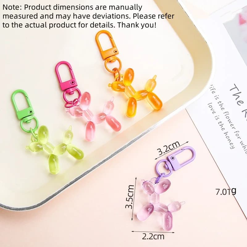 سلسلة مفاتيح جديدة على شكل كلب بالون شفاف بألوان الحلوى مع قلادة، إكسسوارات إبداعية - 4