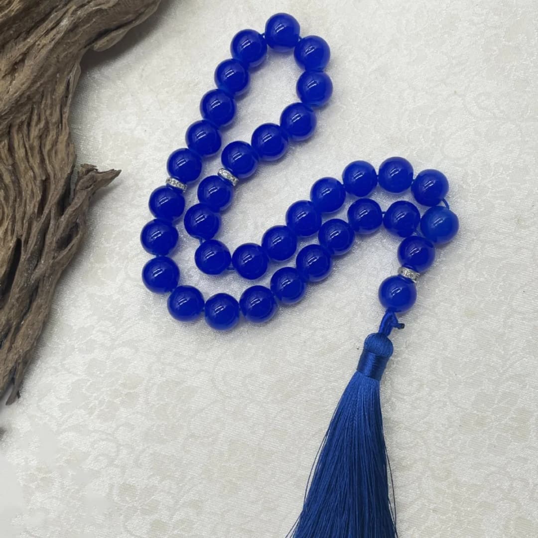 تسبيح زجاجي أنيق مع شرابة كلاسيكية، سوار خرز صلاة إسلامي بوهيمي، مسبحة على الطراز العربي للارتداء اليومي والصلاة - 3