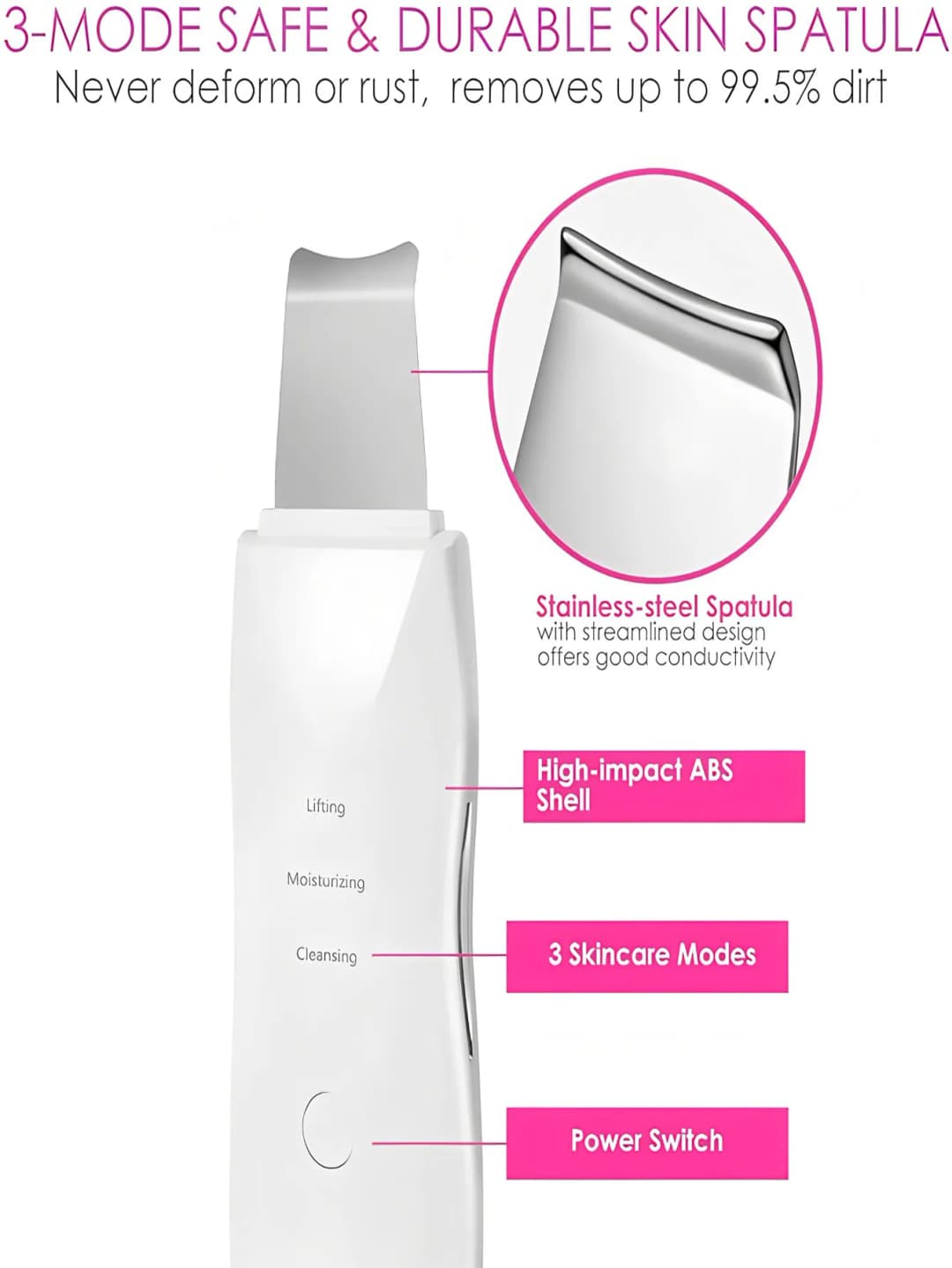 بالموجات فوق الصوتية الجلد الغسيل الغسيل العميق يهتز منظف للوجه مجرفة الوجه الغسيل تقشير مزيل الرؤوس السوداء مدلك الوجه - 5