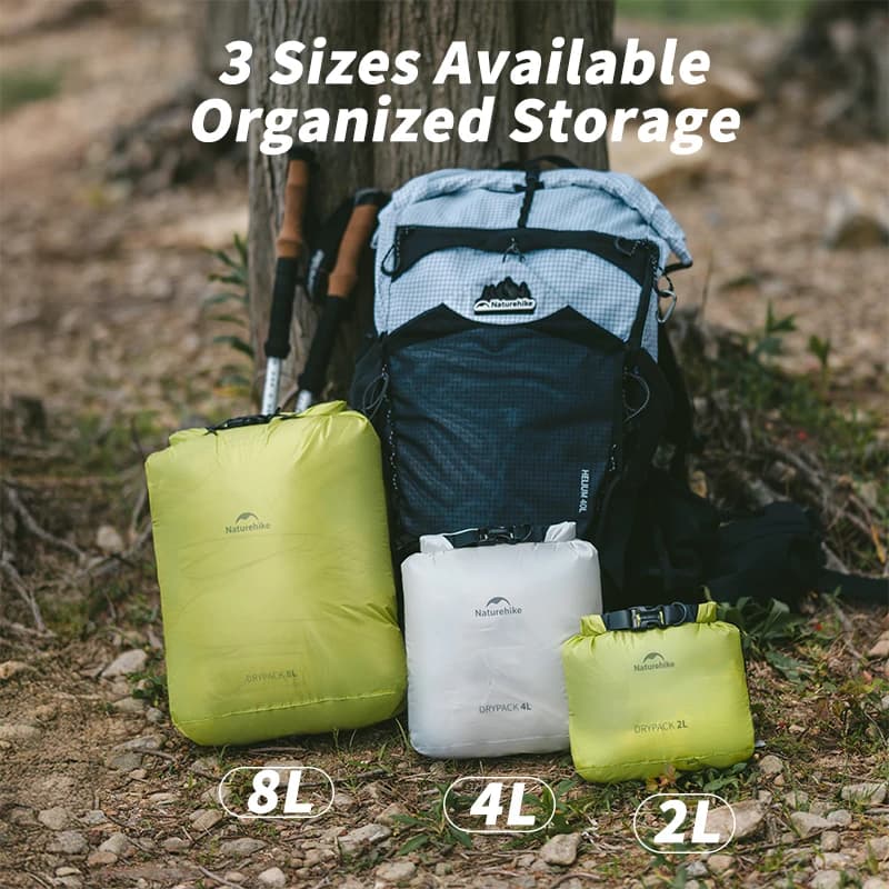 حقيبة ضغط Naturehike سعة 2 لتر/4 لتر/8 لتر، حقيبة جافة مضادة للماء للسباحة، حقيبة جافة صغيرة وخفيفة الوزن للتجديف والصيد وركوب الطوافات - 6