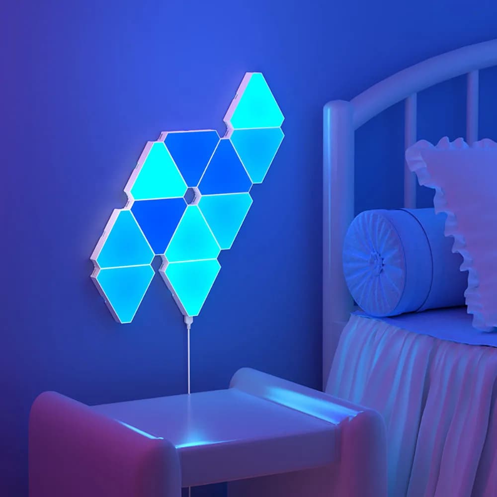 مصباح كمي مثلث LED مصباح حائط RGB إضاءة خلفية ذكية لإلتقاط الإيقاع إضاءة ليلية لغرفة النوم ديكور مكتب - 2
