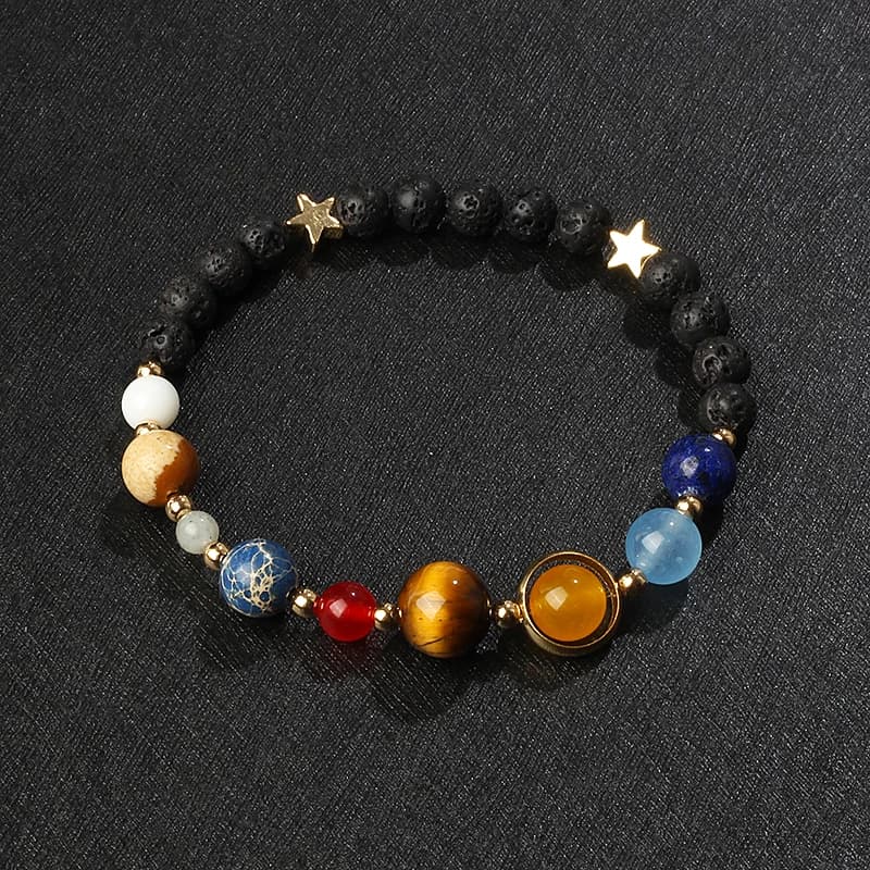 Universe Galaxy Eight Planets Bracelet Solar System Guardian Star Natural Stone Beads Bracelets for Women Fashion Couple Jewelry - 5