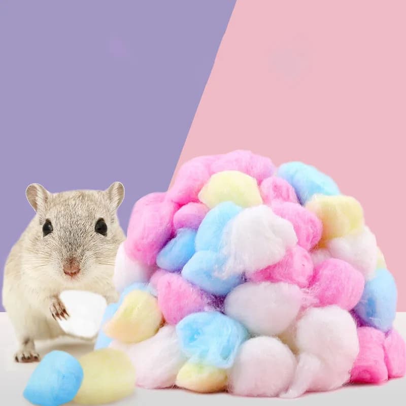 100pcs/pack Colorful Cotton Balls for Small Animal Cages - Hamster Rat Mouse Warm House Bedding Essential Pet Supplies Pack - 3