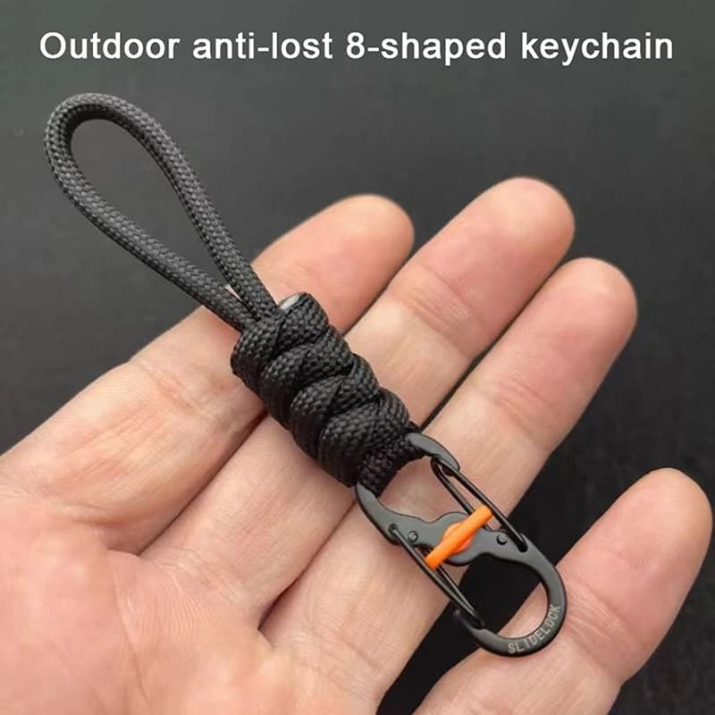 10cm Rope Anti-theft And Anti-lost 8-shaped Keychain With Lock 8-shaped Lock Portable Outdoor Lanyard Hanging Buckle