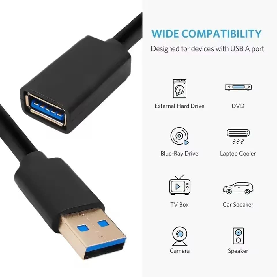 كابل تمديد USB 3.0 للتلفزيون الذكي PS4 Xbox سلك مزامنة بيانات عالي السرعة USB 3.0/2.0 بطول 1/1.5/2/3 متر - 5