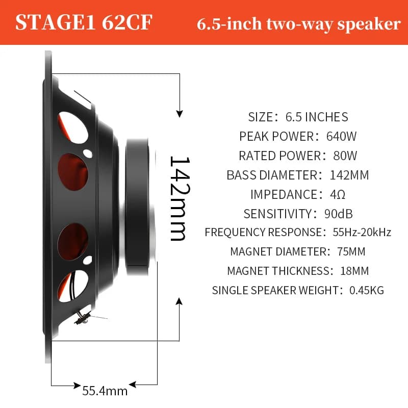 JBL car audio speaker 6.5-inch two-way speaker 640W power output car subwoofer treble midrange stereo speaker car speaker - 5