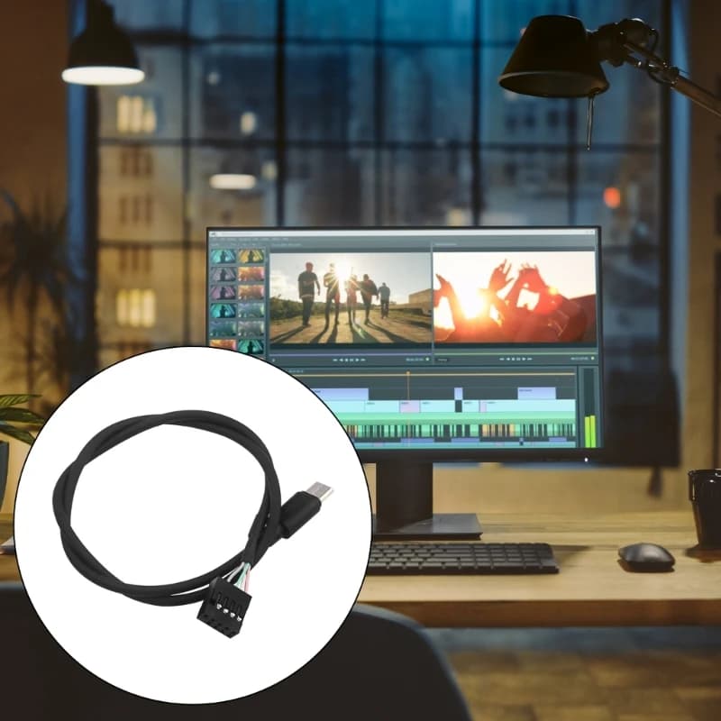 9Pin To Type C USB Cable Computer Motherboards Power Cable for Secondary Screen PC LCD Screen Fast Charging and Data Sync - 2