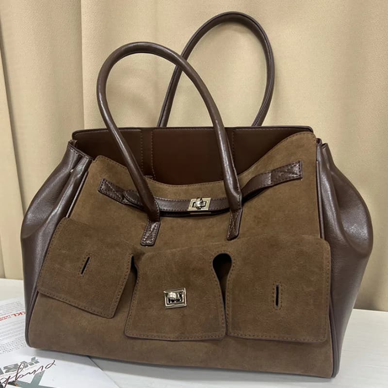 Brand New Large Capacity Tote Bag Luxury Fashion Handbag Buckle Design Shoulder Bag Fashion Casual Clutch Versatile Travel Bag - 4