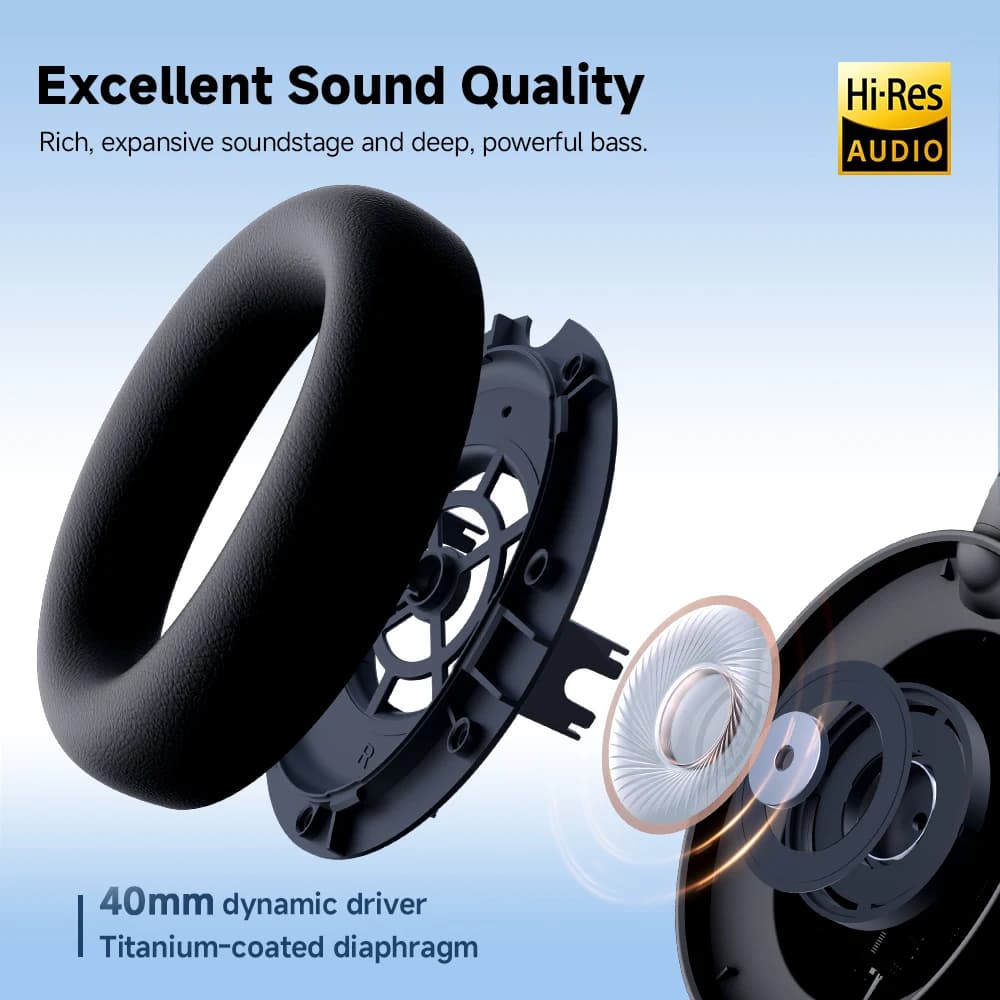 سماعات رأس لاسلكية Edifier H9 مع إلغاء الضوضاء النشط، بلوتوث 5.4، صوت عالي الدقة، بطارية تدوم حتى 75 ساعة، تصميم قابل للطي - 2