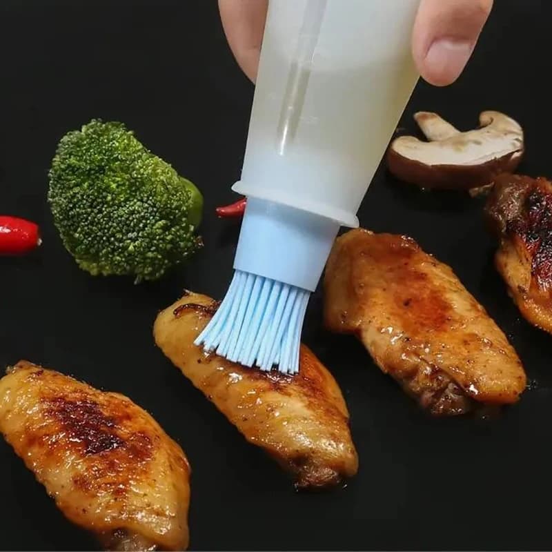 1PC Silicone Oil Bottle Brush Oil Dispenser Bottle With Barbecue Brush Portable Outdoor BBQ Accessories Kitchen Baking Gadgets - 2