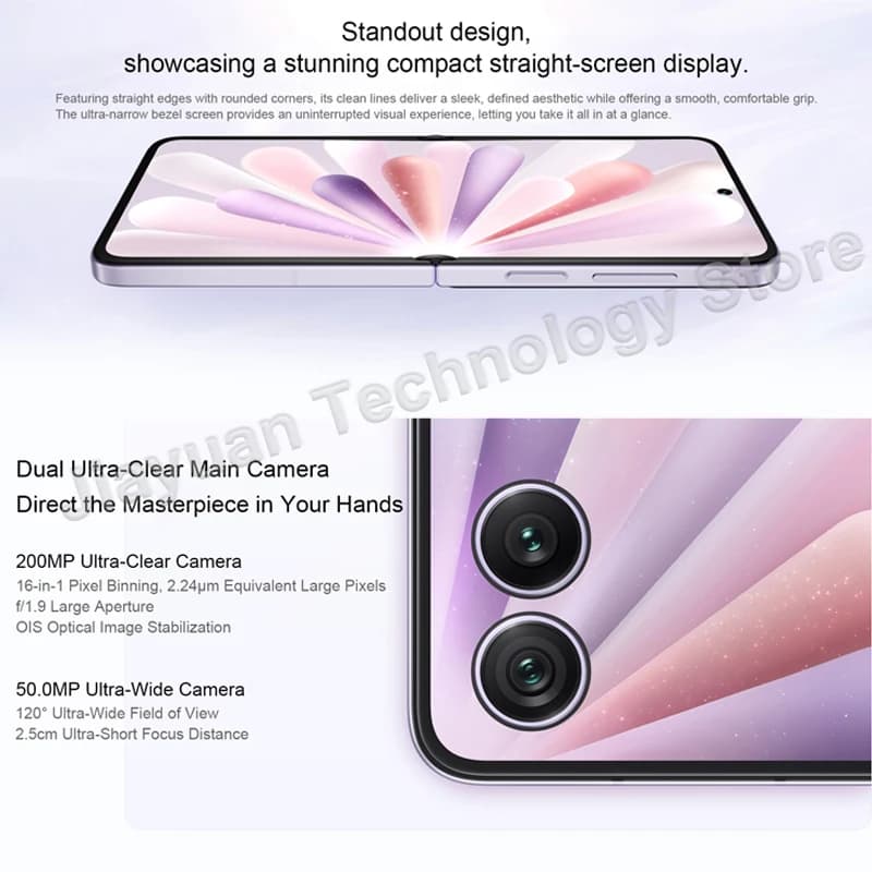 هاتف أونور ماجيك V فليب 2 قابل للطي 5G، شاشة OLED 6.82 بوصة، معالج سناب دراجون 8 جين 3، كاميرا 200 ميجابكسل، متوافق مع جوجل بلاي - 3