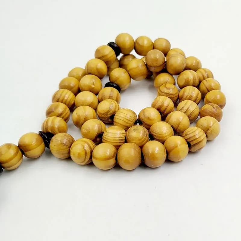 Natural beech Wood Tasbih 33 45 51 66 99 Man's Misbaha Prayer Beads With Arabic Sandalwood Tassel Pendant - 5