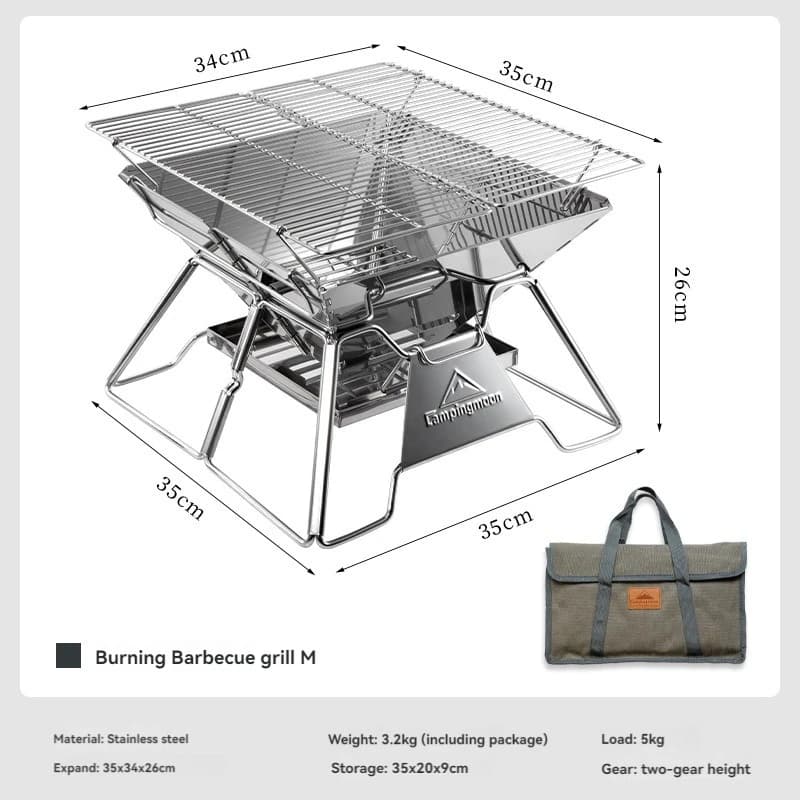 CAMPINGMOON Large Folding Portable Stainless Steel Barbecue Grill BBQ Oven, Camping Picnic Grill Net, Barbecue Grill - 6