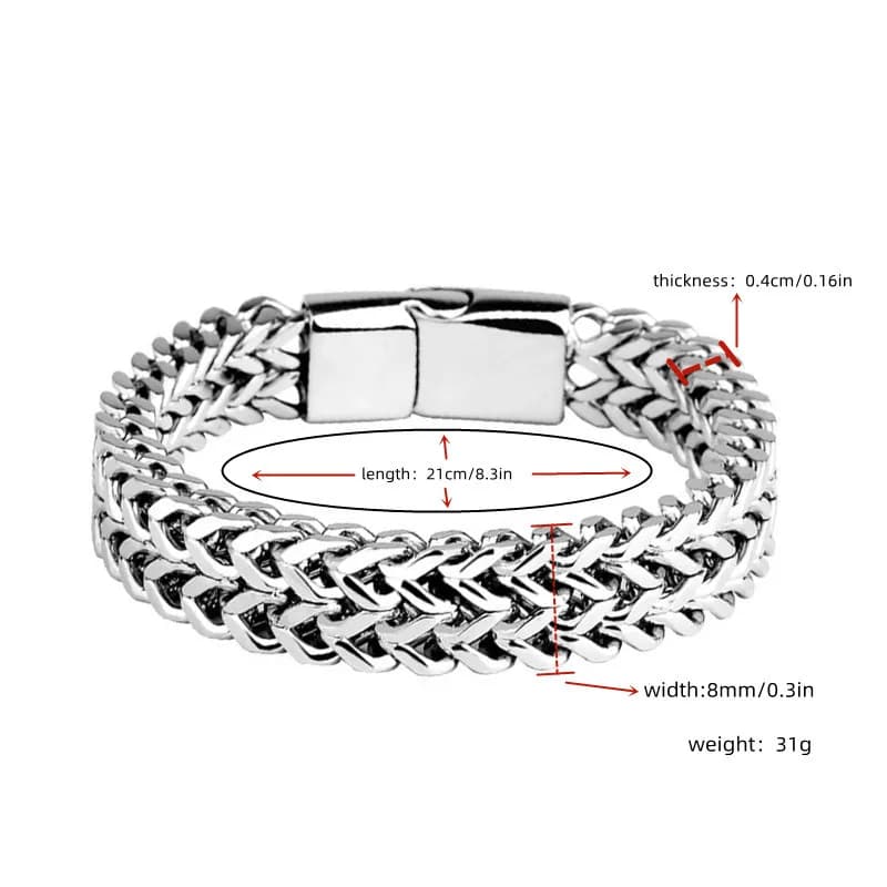 Stainless Steel Braided Double Row Front and Rear Fish Scale Alloy Magnetic Buckle Bracelet with Keel Jewelry New Model - 5