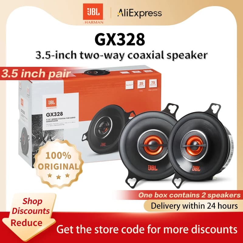 JBL car speakers 3.5-inch coaxial tweeter mid-treble bass stereo full-range car speakers 3.5-inch pair GX328