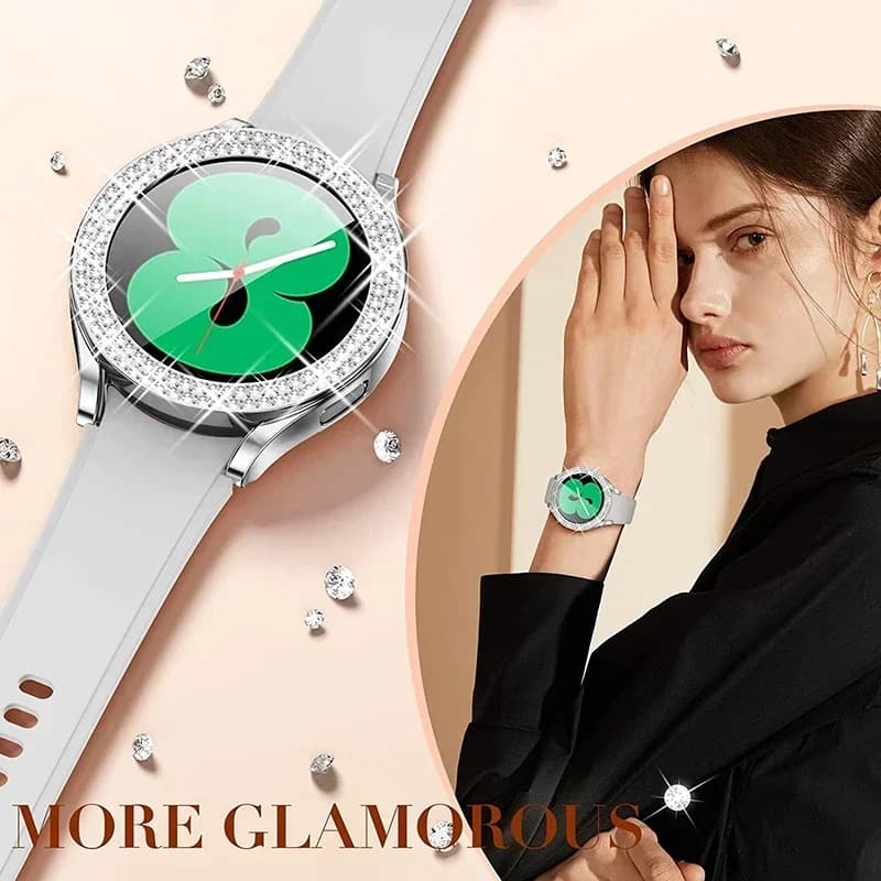 غطاء ماسي لامع لساعات Samsung Galaxy Watch 7 6 5 4، غطاء واقي شفاف 40 مم و44 مم - 4