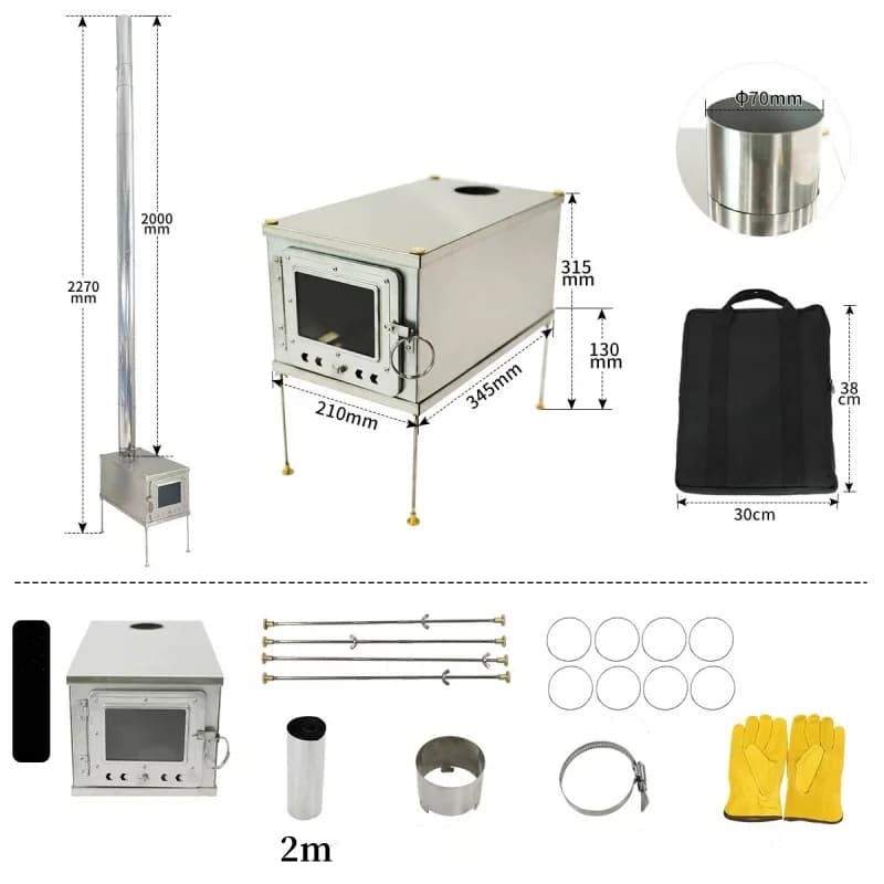 Foldable  Tent Stove Lightweight Titanium Alloy Combustion Durable Portable Foldable Charcoal Fire Wood Burning Outdoor Camping - 2