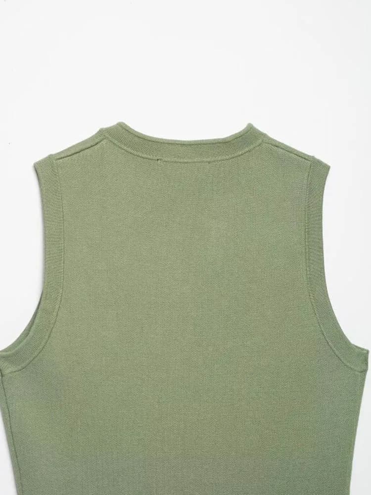 Women Knitting Tank Tops Camis 2026 Summer O-Neck Buttons Solid Sleeveless Female Elegant Street Top Clothing - 6