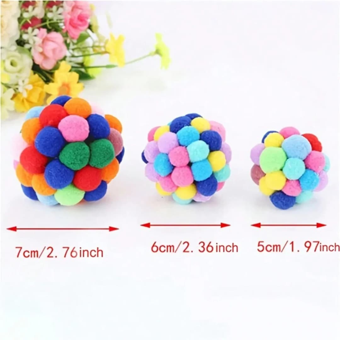 Colorful Fuzzy Pom Pom Balls for Cats High Quality Soft and Durable Interactive Pet Toys for Kitten Entertainment and Exercise - 6