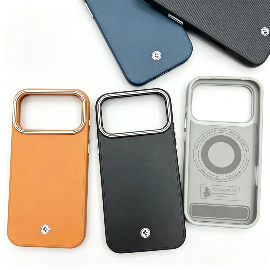 غطاء مغناطيسي Spigen Enzo Leather MagFit لمكنسة iPhone 17 Air 16 15 14 13 Pro Max من ألياف الكربون مقاوم للصدمات ومطفي - 6