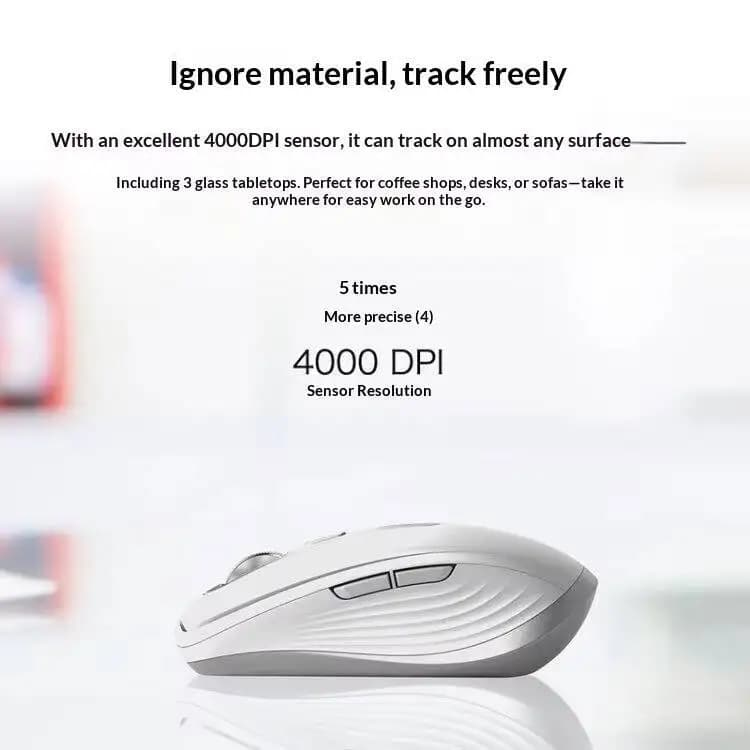 ماوس مدمج Logitech MX Anywhere 3S - 8000 DPI، عجلة MagSpeed، أزرار صامتة، شحن USB-C، اتصال متعدد الأجهزة - 5