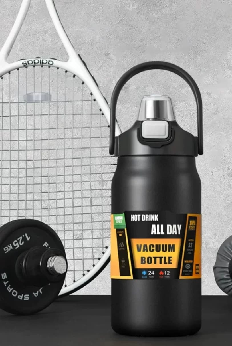 قارورة حرارية محمولة من الفولاذ المقاوم للصدأ للاستخدام الخارجي مع قشة، كوب حراري، زجاجة ماء رياضية للمشروبات الباردة والساخنة - 4