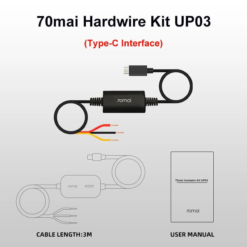 70mai Parking Surveillance Cable UP03 Type-C Port & 70mai Adjustable Hardwire Kit UP06 70mai Type-C Interface 24H Parking Mode - 5