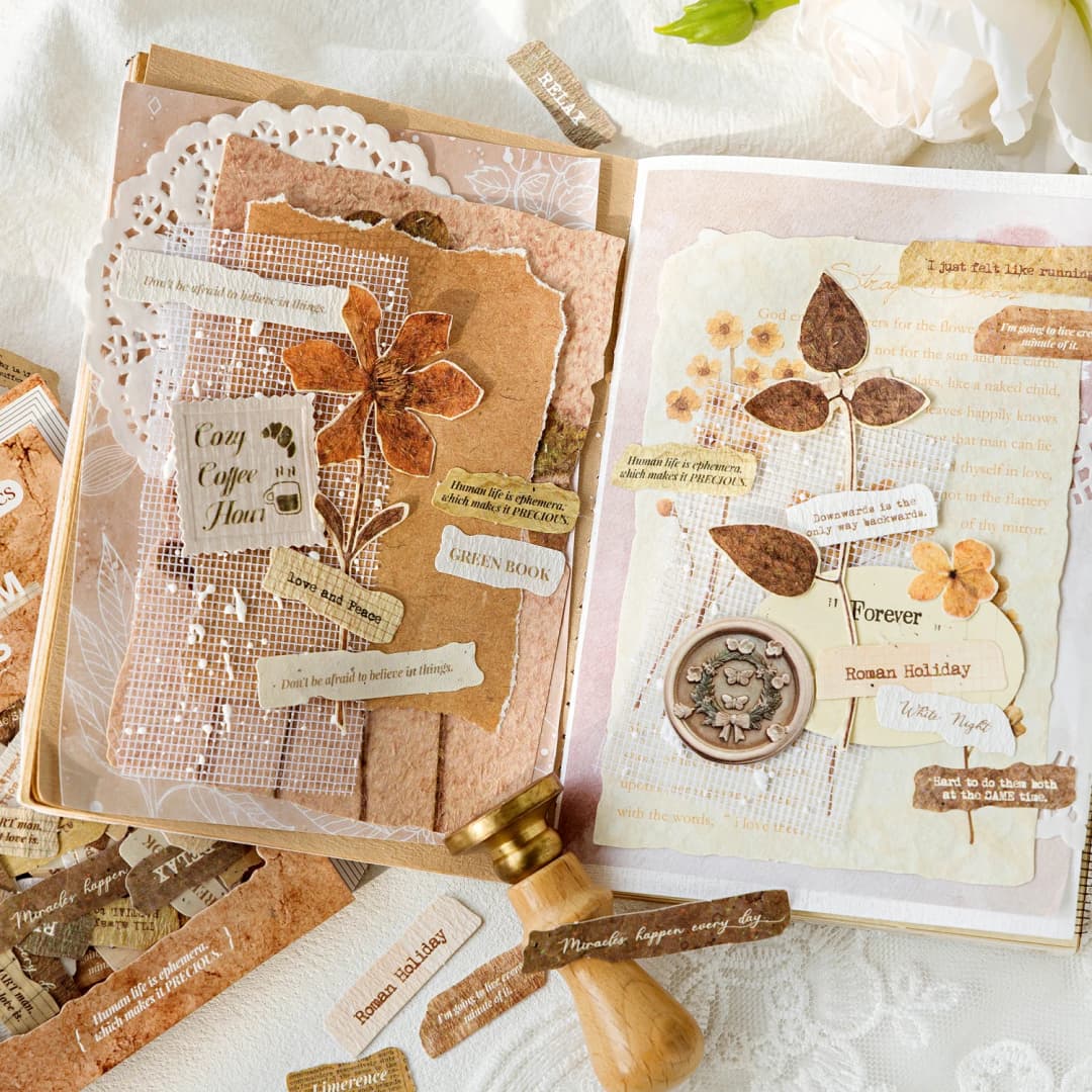 50 ملصق مجلة إنجليزية خمرية، لصنع سجل القصاصات والمذكرات وألبومات الصور، لوازم مكتبية - 4