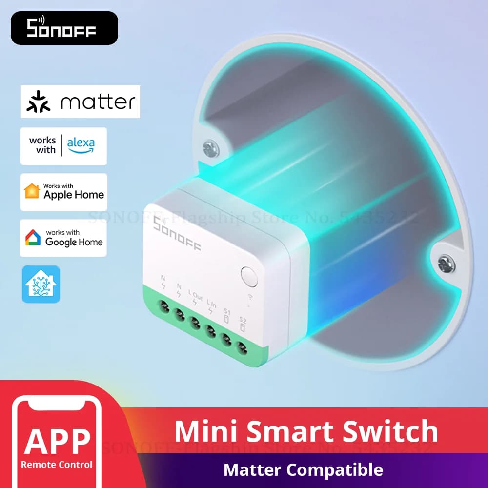SONOFF MINIR4M Wifi Smart Switch Matter Light Switch Universal Breaker Smart Home Controller Work with Alexa Google Assistant