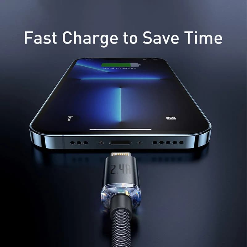 كابل Baseus USB لهواتف iPhone 14 و13 و12 Pro Max وX وXR وXS و8 و7 و6s و6، كابل شحن بيانات سريع، متوافق مع iPad - 5