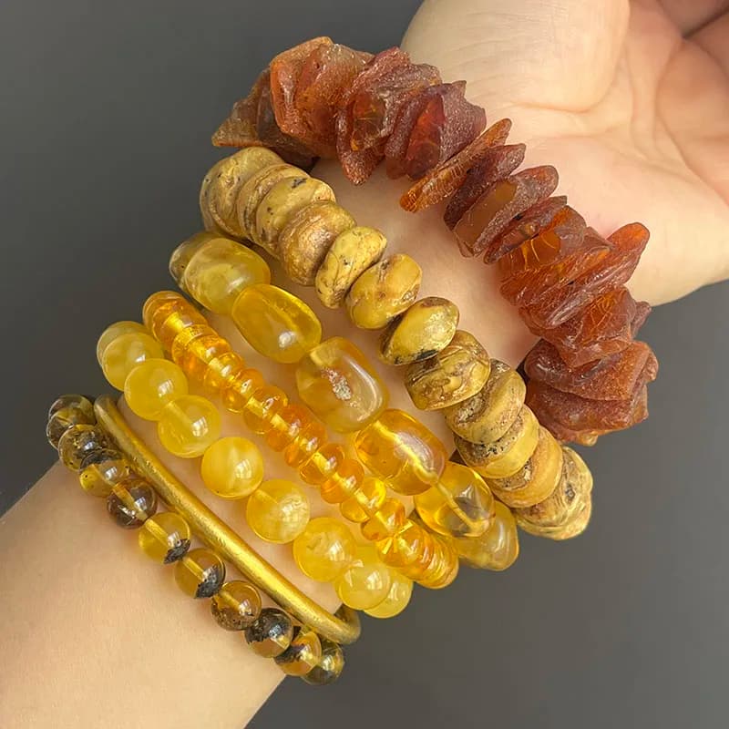 Yoowei البلطيق الطبي العنبر سوار للجنسين الأصلي اليدوية الأزياء Diy شفاء العنبر الأصفر مجوهرات اكسسوارات بالجملة - 4