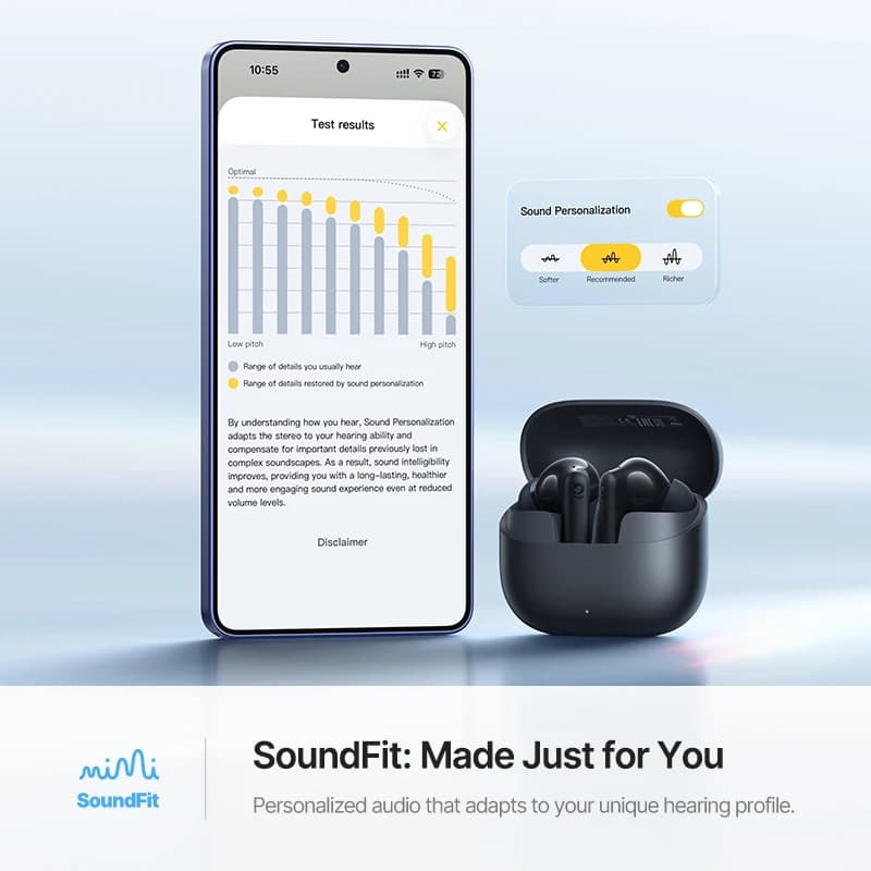 Baseus Bass EP10 Ultra Wireless Earphones -55dB Noise Reduction 65Hrs Long Playtime Bluetooth 6.0 Earbuds 6 Mics AI Call Clear - 6