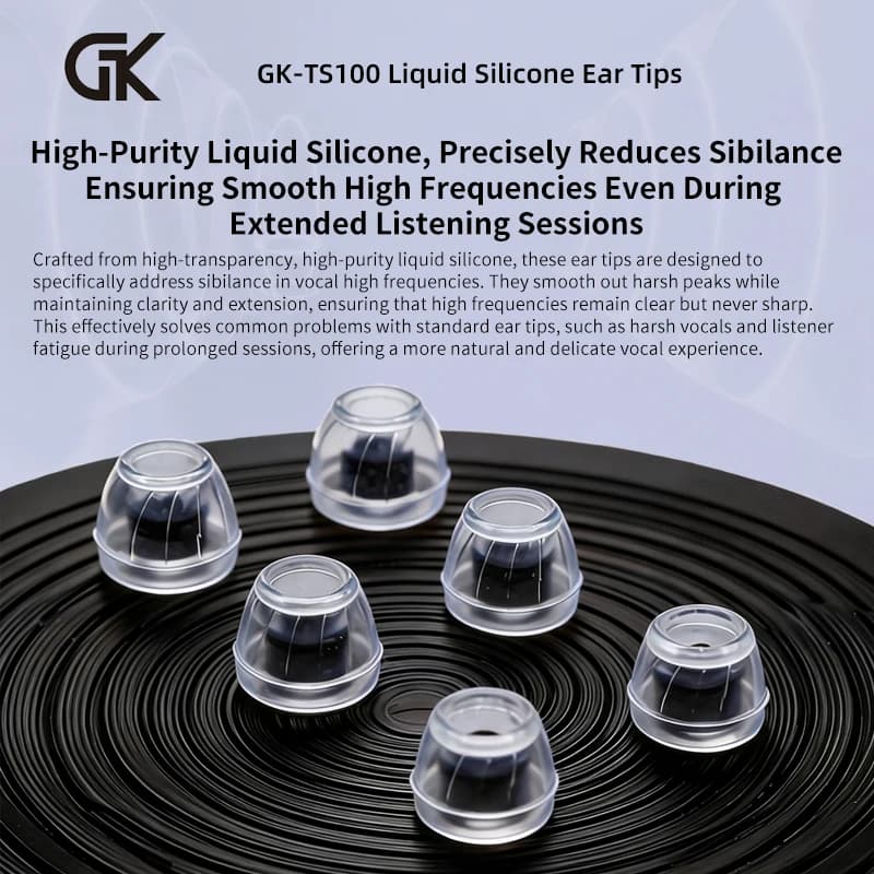نصائح أذن من السيليكون السائل عالية الشفافية GK TS100 لمعظم سماعات الأذن السلكية HiFi مع أحجام S/M/L سدادات أذن عالمية مريحة - 2