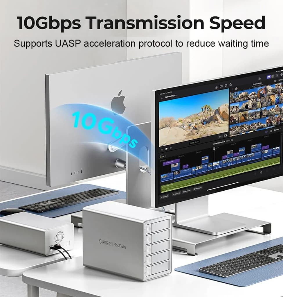 ORICO 4/5 Bay 10Gbps SATA HDD Docking Station SSD Enclosure 2.5"3.5"Hard Drive External Case USB 3.2 Type C HD House Daisy Chain - 2