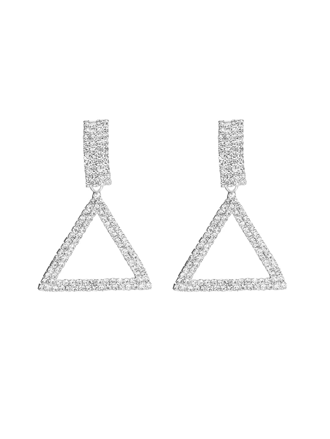 Luxury Custom Color Rhinestone Crystal Triangle Earrings for Women Bridal Drop Dangling Earrings Party Wedding Jewelry Gifts - 4